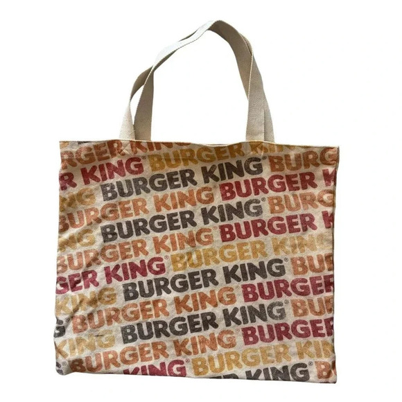 Burger King Canvas Tote Bag Spell Out All Over Print retro vintage swag promo it - Picture 2 of 7